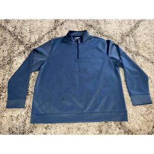 Hickey Freeman 1/4 Zip Pullover Mens‎ XL Blue Stripe Performance Golf Preppy